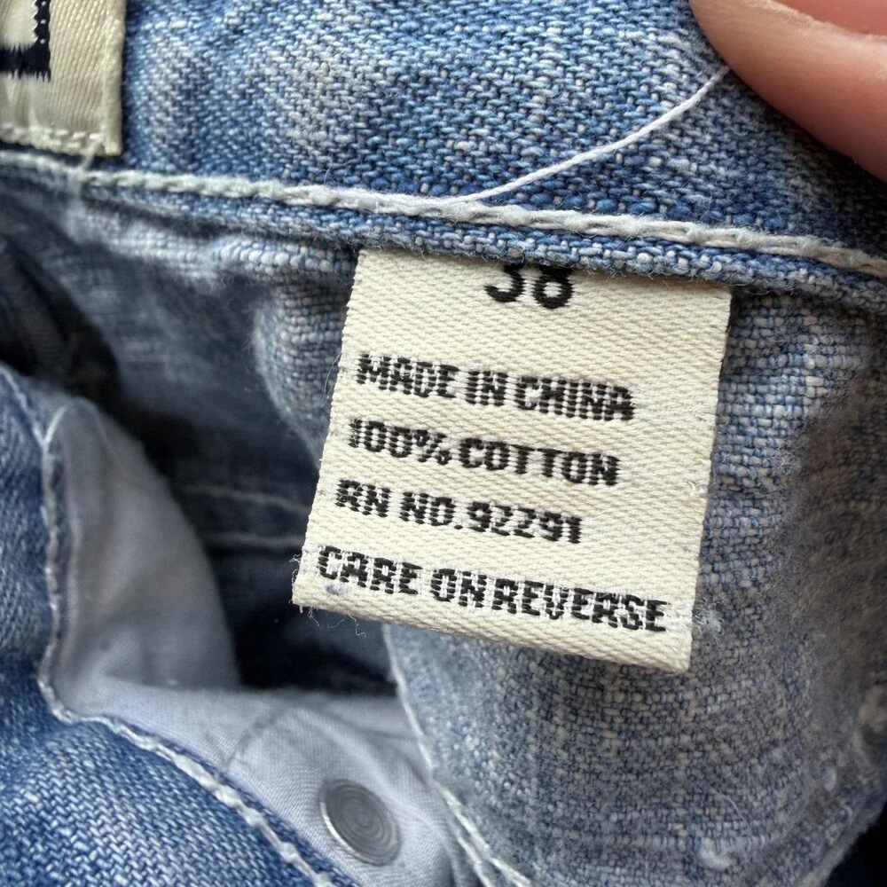 Vtg PJ Mark Denim Shorts Mens 36 Blue Light Wash Baggy Distressed 13 Inseam Y2K